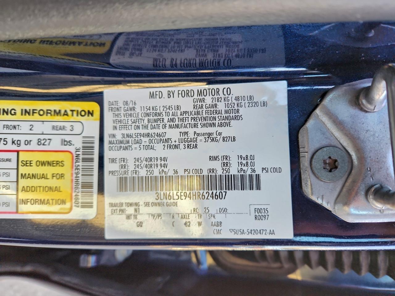 2017 Lincoln Mkz Reserve VIN: 3LN6L5E94HR624607 Lot: 93926695