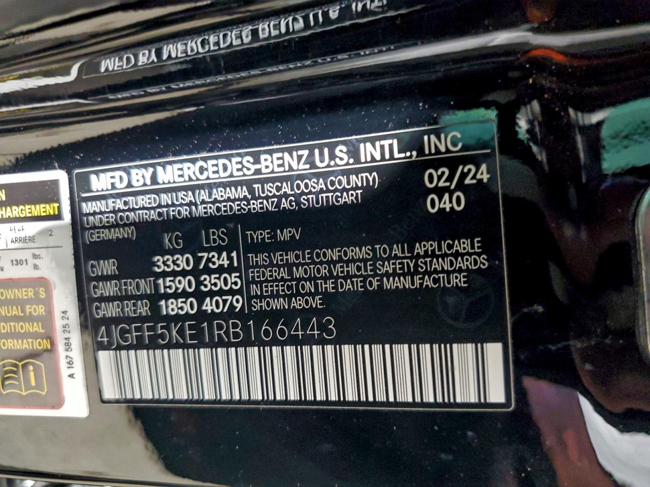 2024 Mercedes-Benz Gls 450 4Matic VIN: 4JGFF5KE1RB166443 Lot: 93644705