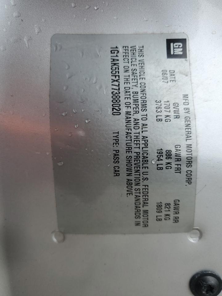 2007 Chevrolet Cobalt Ls VIN: 1G1AK55FX77388020 Lot: 93521755