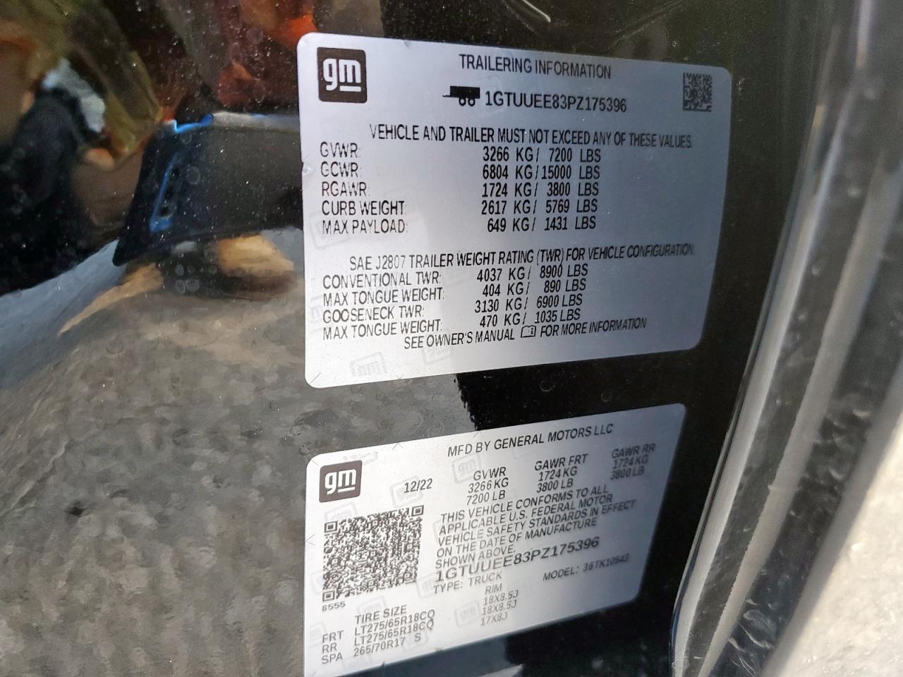 2023 GMC Sierra K1500 At4 VIN: 1GTUUEE83PZ175396 Lot: 91629635