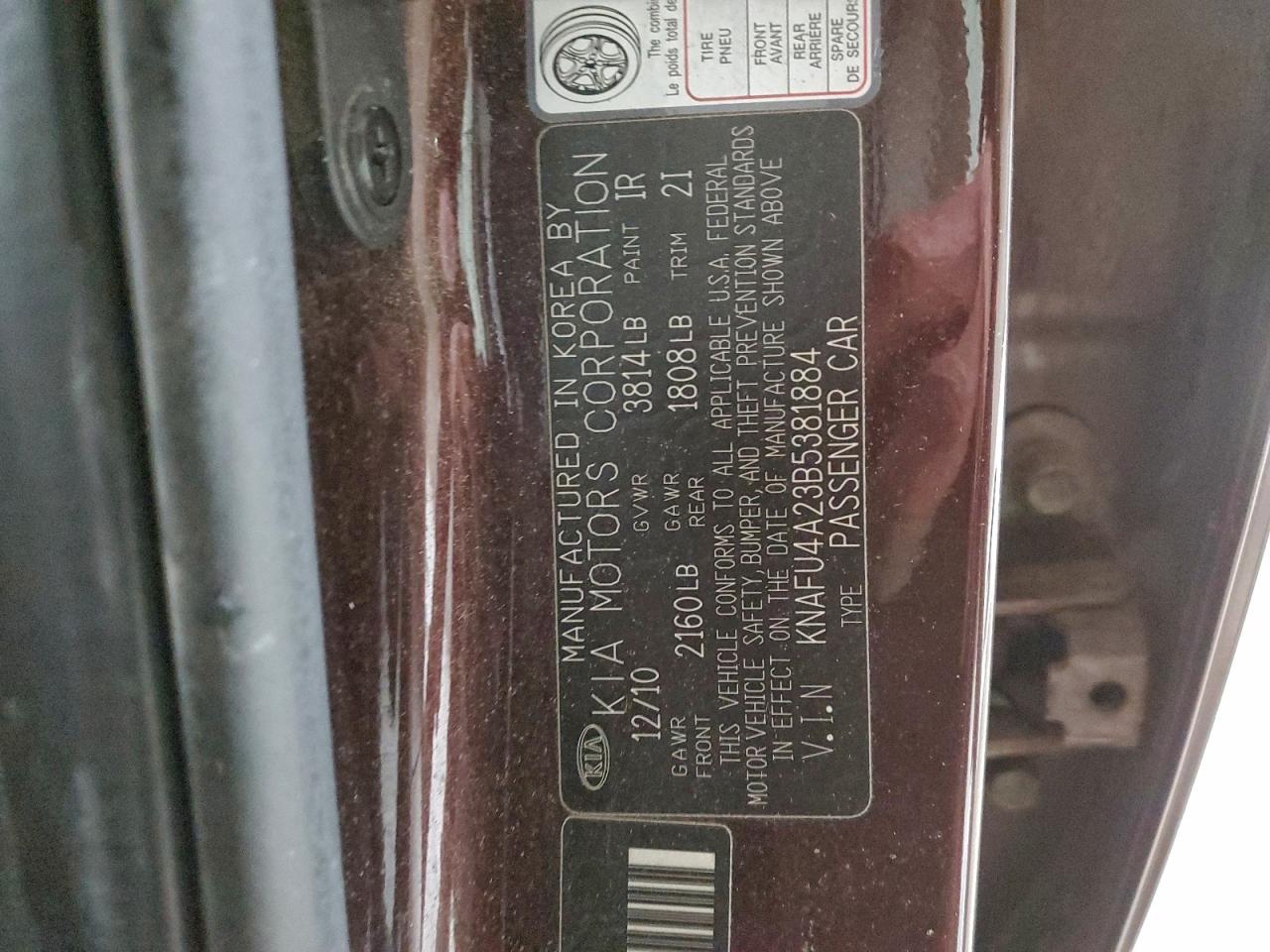 2011 Kia Forte Ex VIN: KNAFU4A23B5381884 Lot: 93666805