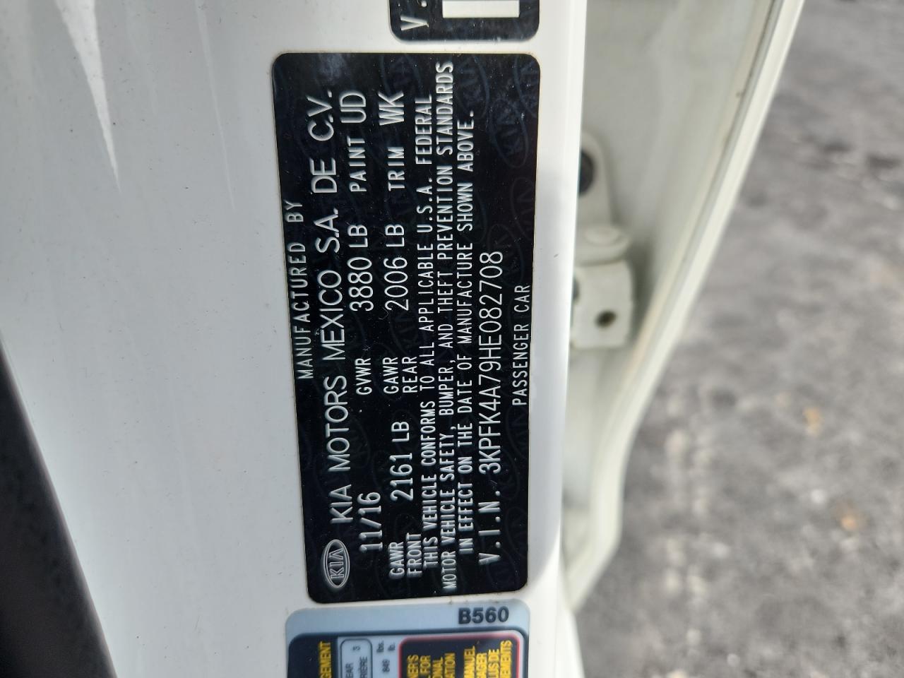 2017 Kia Forte Lx VIN: 3KPFK4A79HE082708 Lot: 92789255