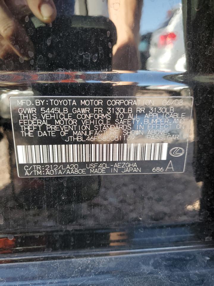 2008 Lexus Ls 460 VIN: JTHBL46F585081139 Lot: 92236535