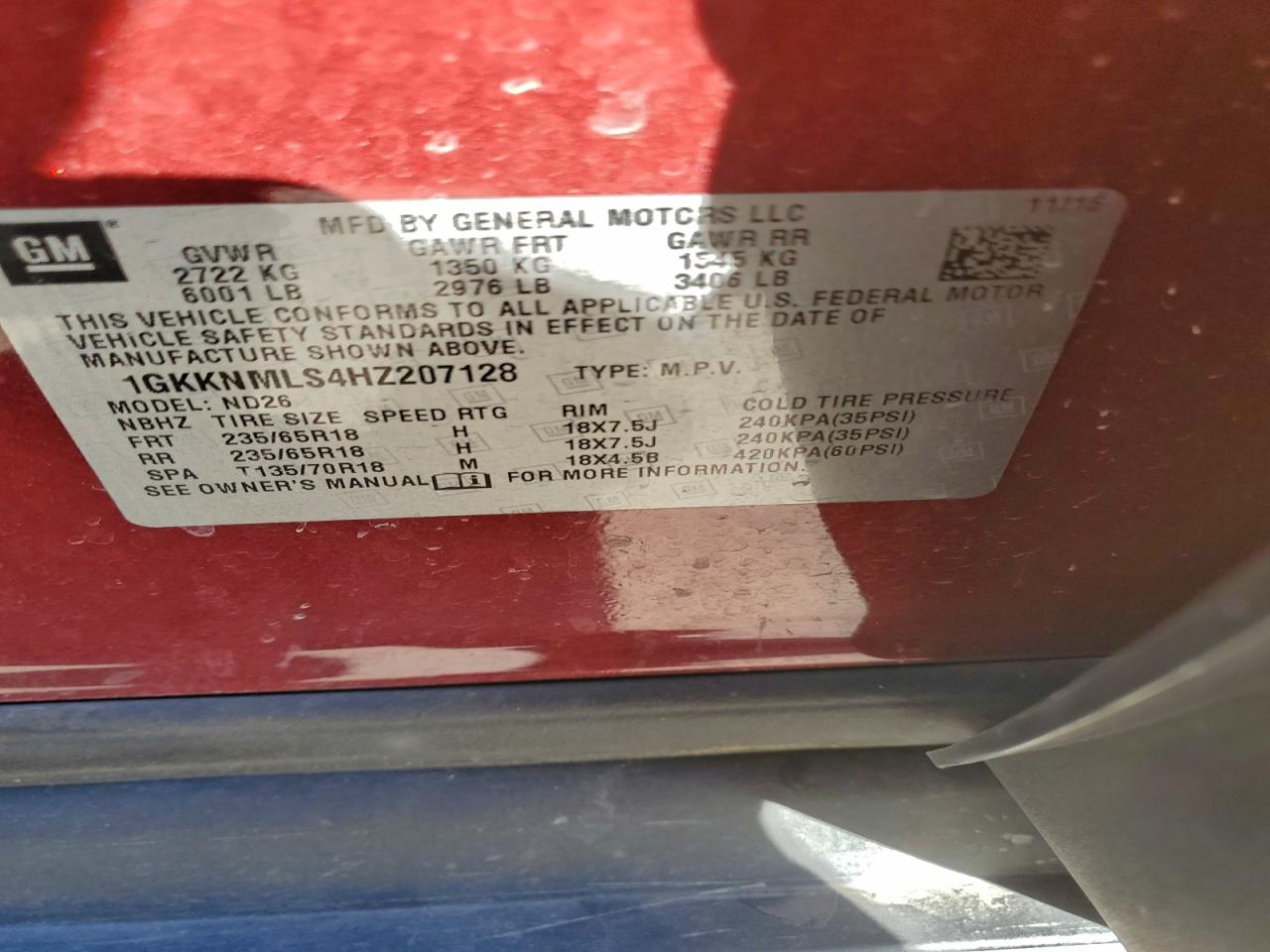 2017 GMC Acadia Slt-1 VIN: 1GKKNMLS4HZ207128 Lot: 92674405