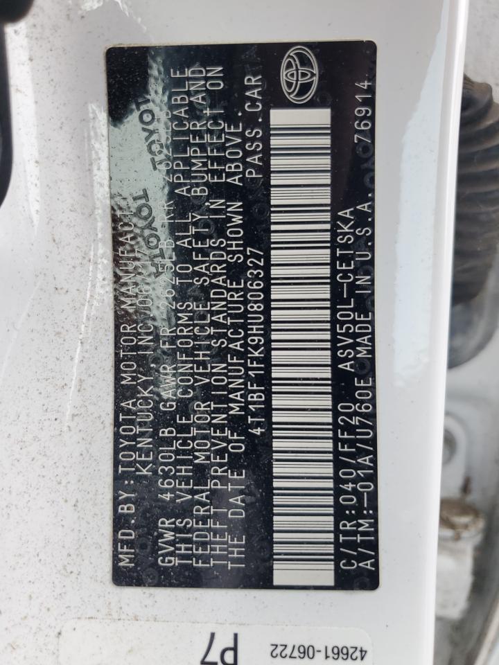 2017 Toyota Camry Le VIN: 4T1BF1FK9HU806327 Lot: 85429975