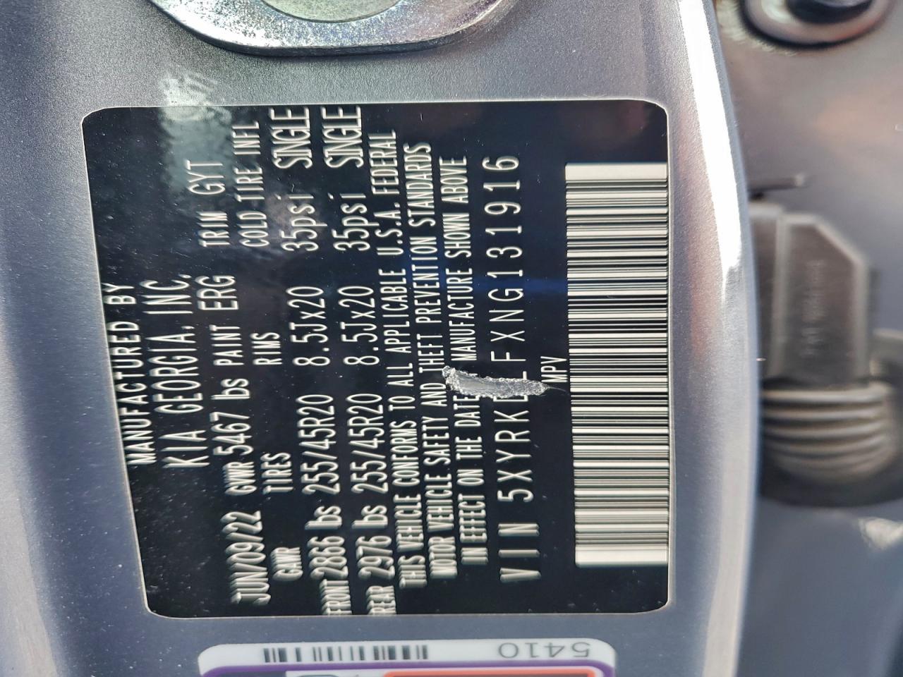 2022 Kia Sorento Sx VIN: 5XYRKDLFXNG131916 Lot: 94311365