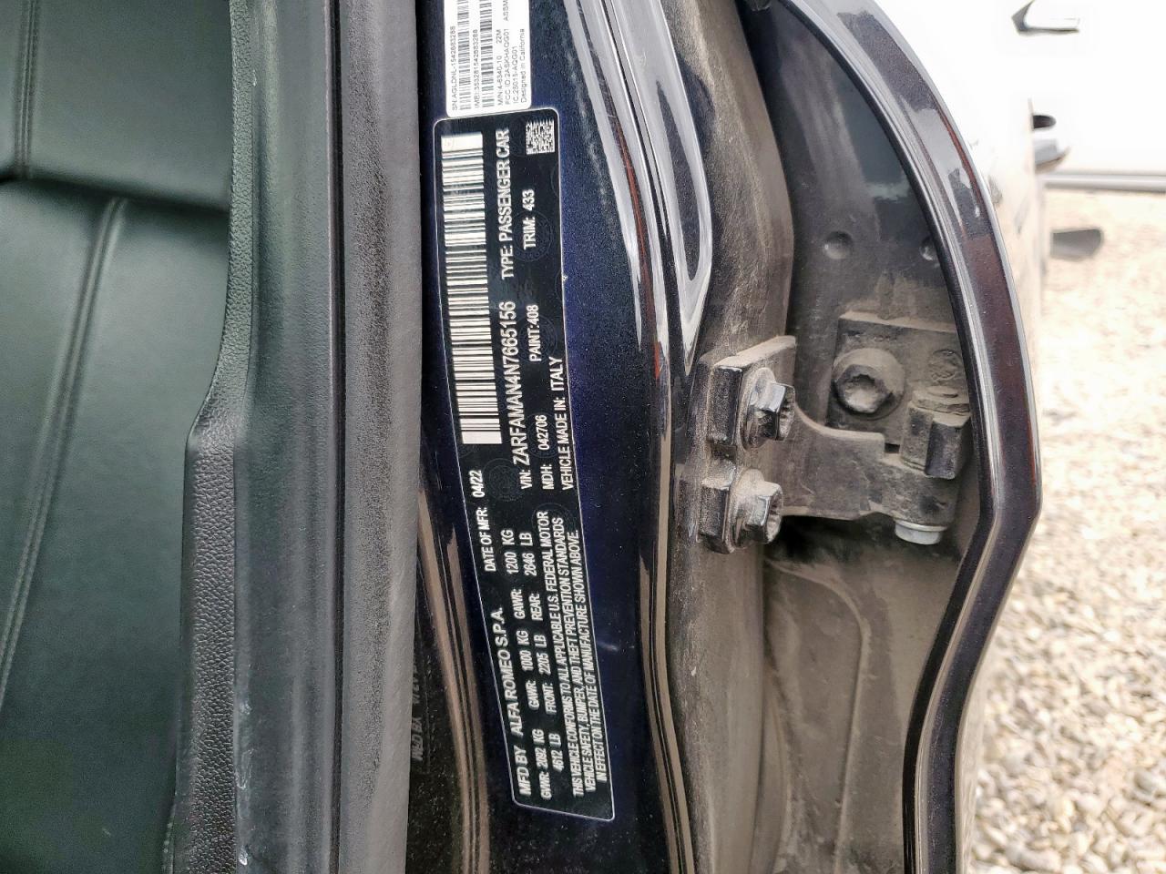 2022 Alfa Romeo Giulia VIN: ZARFAMAN4N7665156 Lot: 93775865