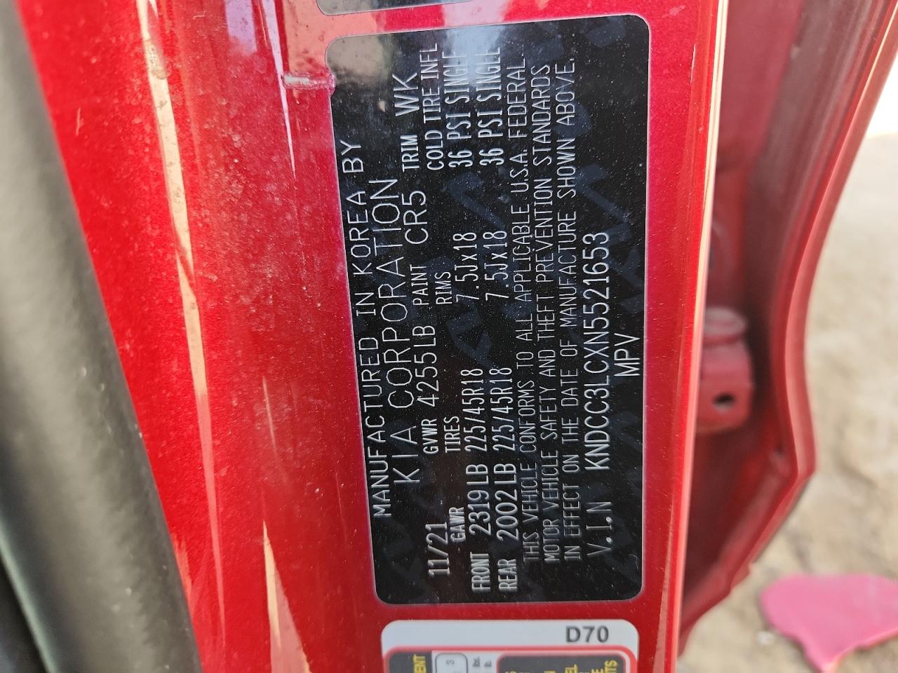 2022 Kia Niro Touring Special Edition VIN: KNDCC3LCXN5521653 Lot: 91349135