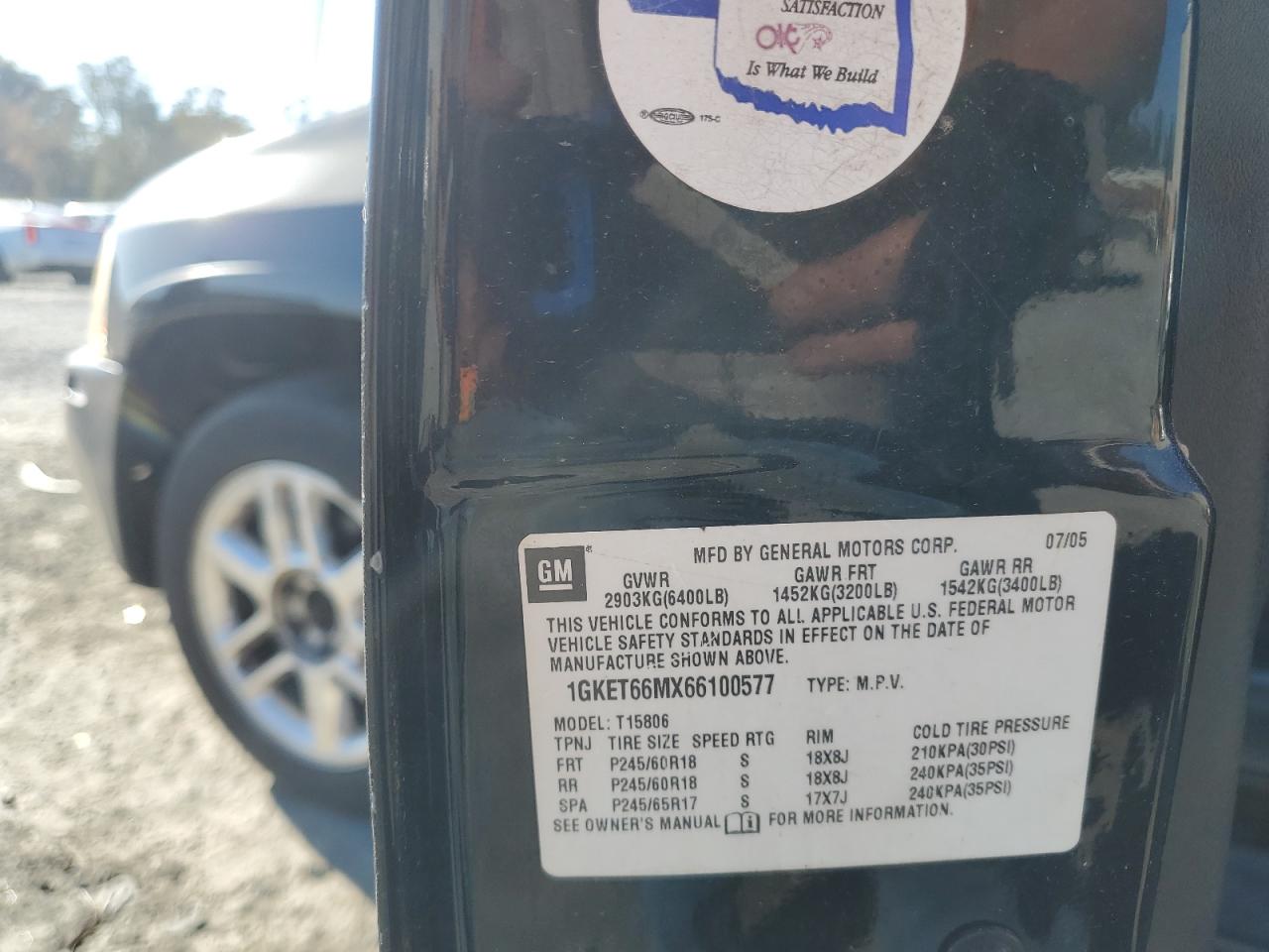 2006 GMC Envoy Denali Xl VIN: 1GKET66MX66100577 Lot: 91408015