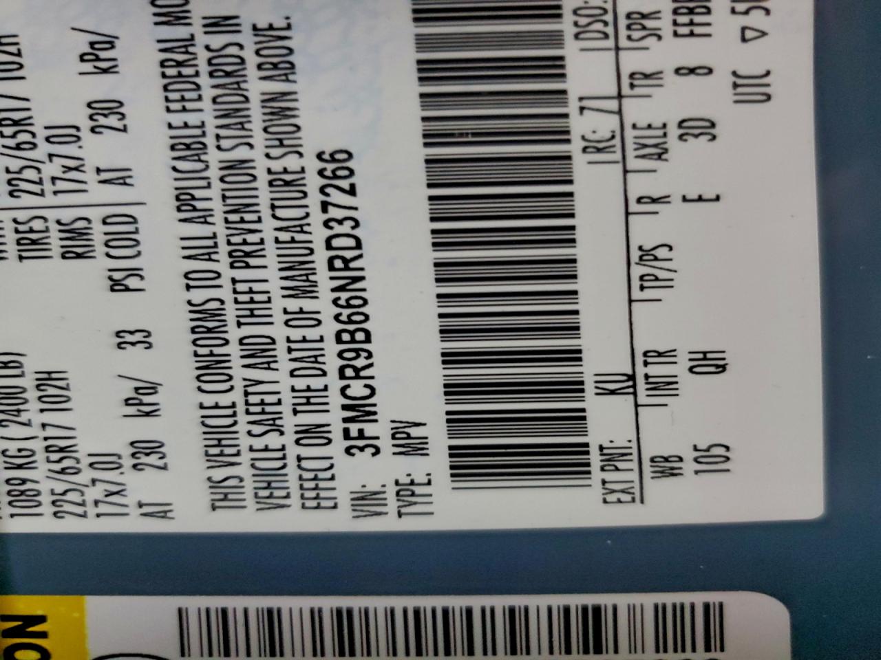 2022 Ford Bronco Sport Big Bend VIN: 3FMCR9B66NRD37266 Lot: 95014795