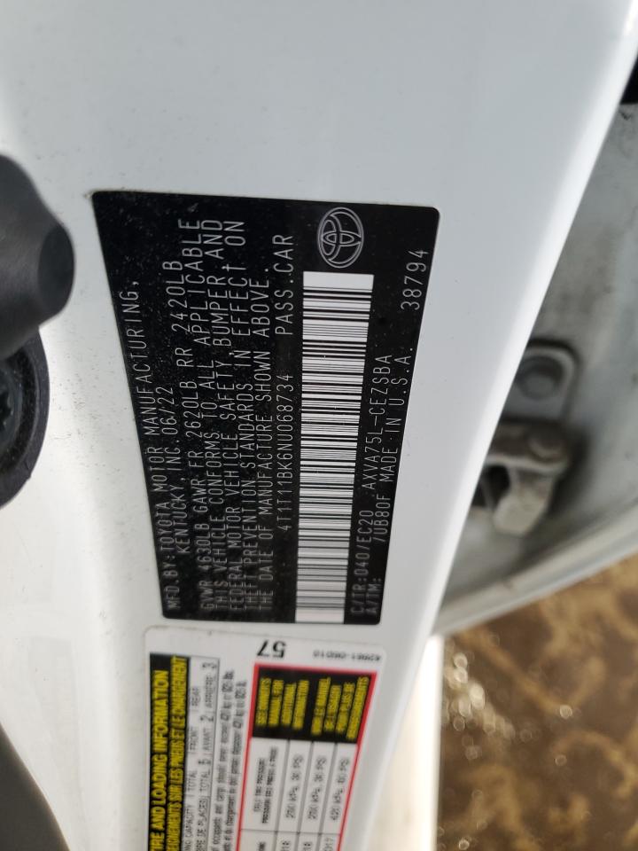 2022 Toyota Camry Se VIN: 4T1T11BK6NU068734 Lot: 92013925