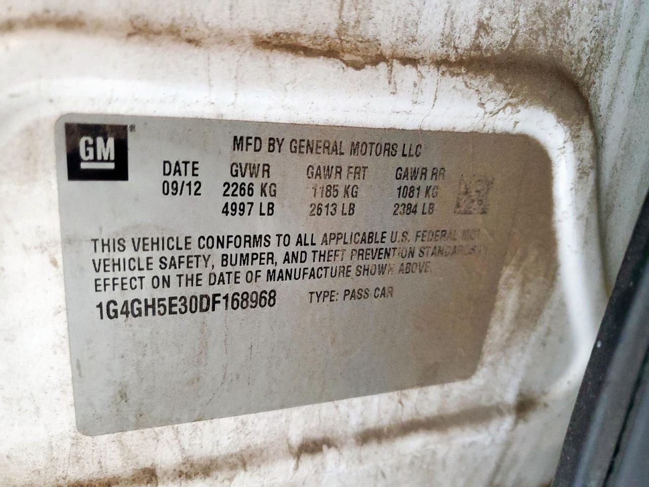 2013 Buick Lacrosse Premium VIN: 1G4GH5E30DF168968 Lot: 93425325