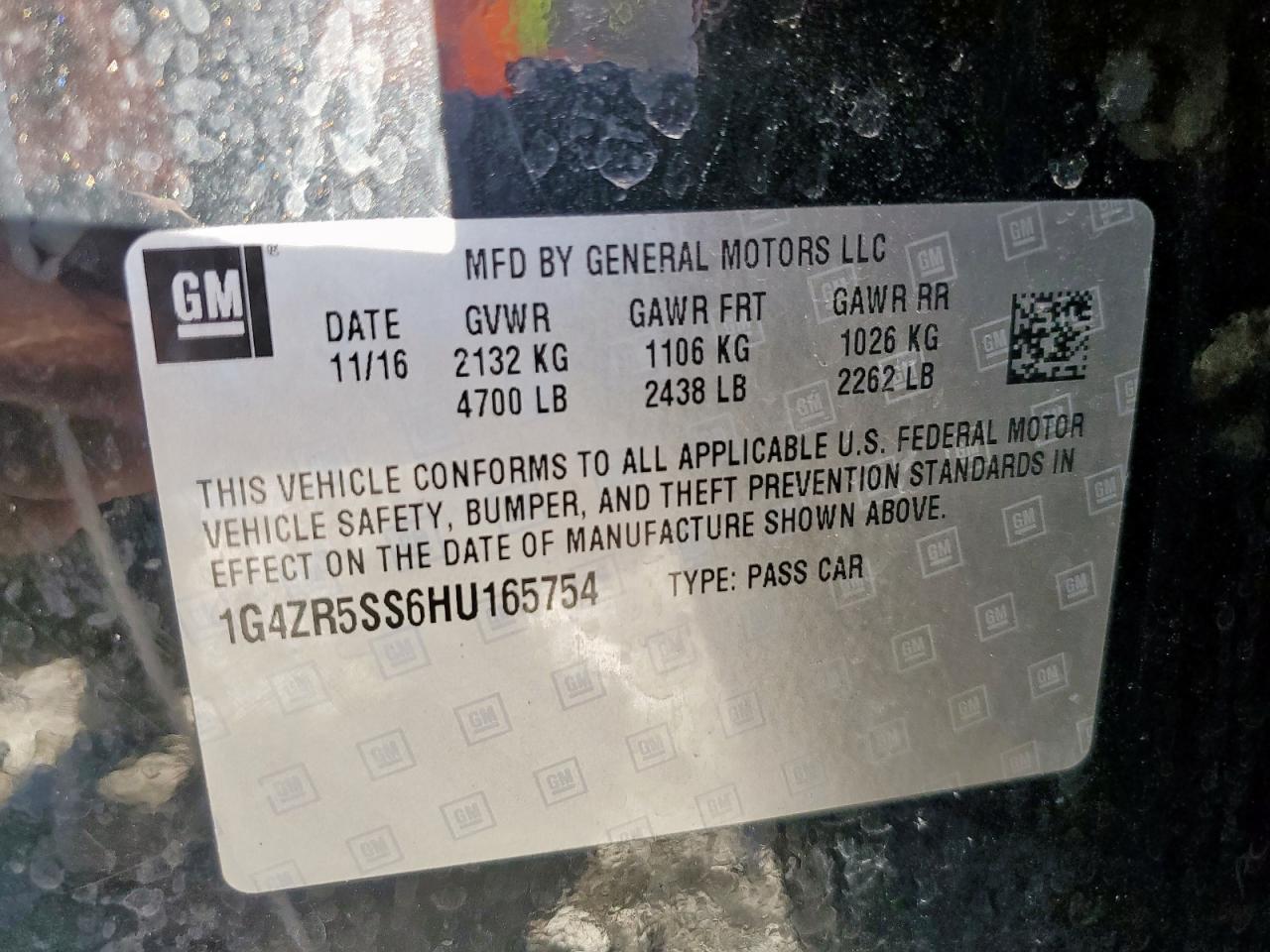 2017 Buick Lacrosse Premium VIN: 1G4ZR5SS6HU165754 Lot: 93099175