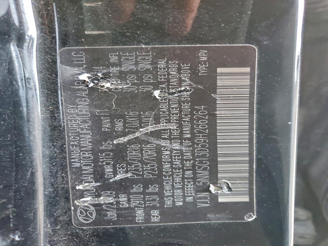 2009 Hyundai Santa Fe Gls VIN: 5NMSG13D59H266264 Lot: 93639165