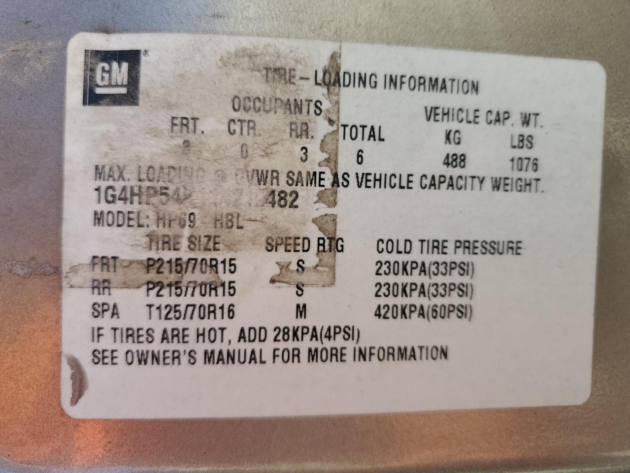 2001 Buick Lesabre Custom VIN: 1G4HP54K114219482 Lot: 92934025