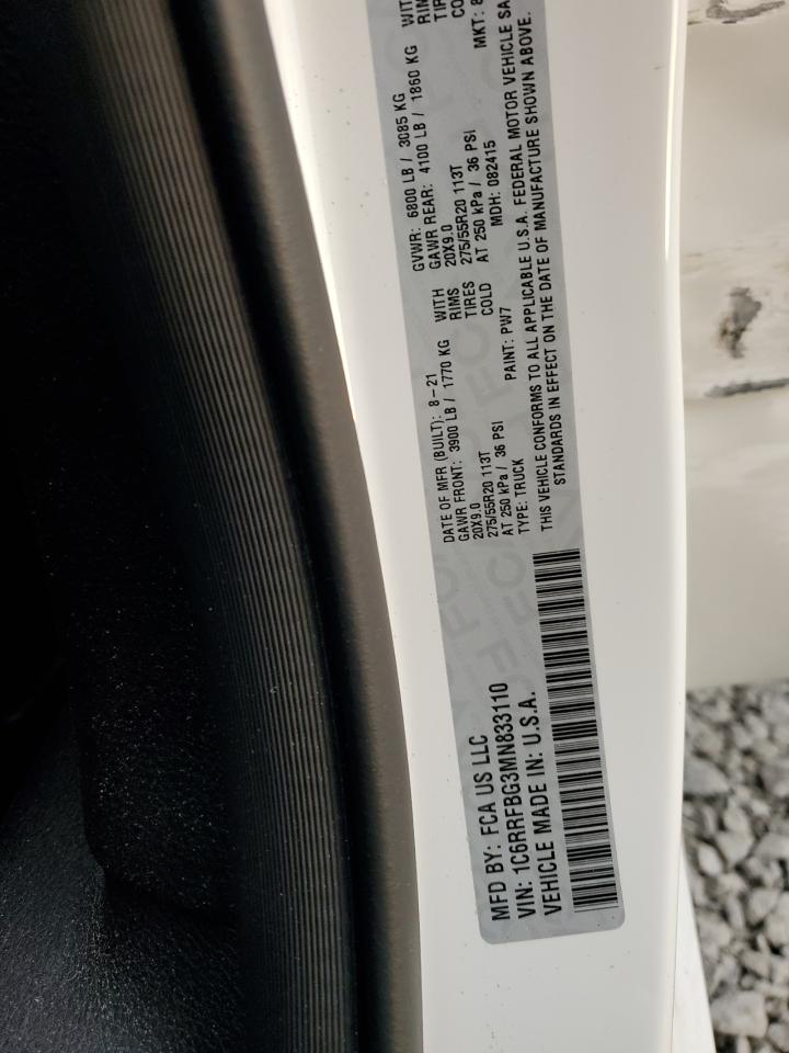 2021 Ram 1500 Big Horn/Lone Star VIN: 1C6RRFBG3MN833110 Lot: 91837615