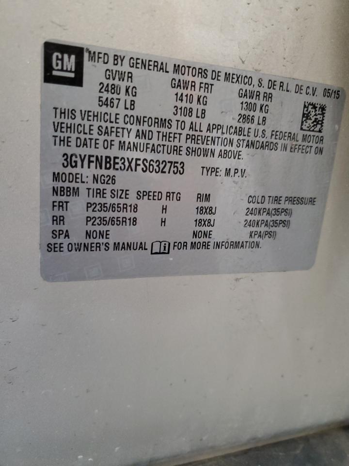 2015 Cadillac Srx Luxury Collection VIN: 3GYFNBE3XFS632753 Lot: 93035375