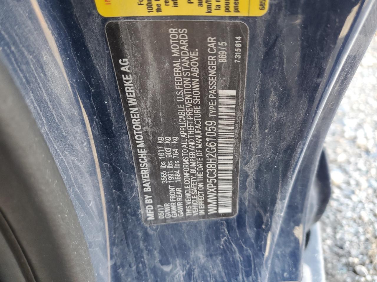 2017 Mini Cooper VIN: WMWXP5C38H2G61059 Lot: 91882205