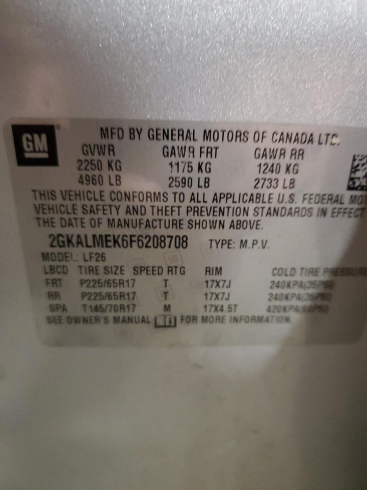 2015 GMC Terrain Sle VIN: 2GKALMEK6F6208708 Lot: 92686165