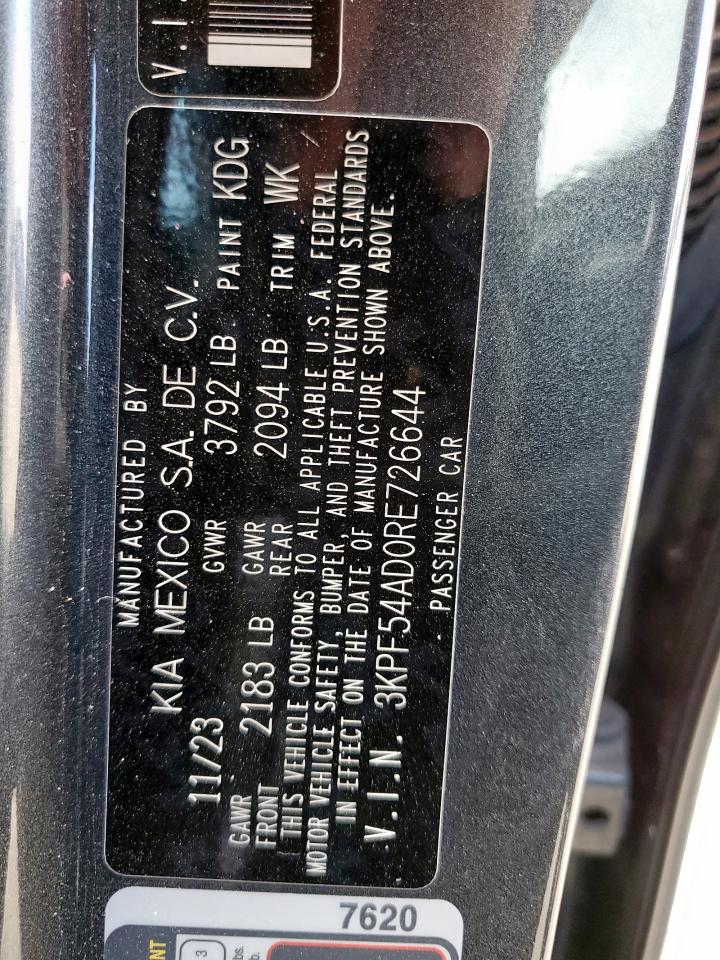 2024 Kia Forte Gt Line VIN: 3KPF54AD0RE726644 Lot: 93560715