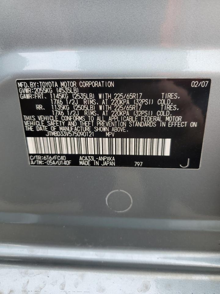 2007 Toyota Rav4 VIN: JTMBD33V575090121 Lot: 91849235