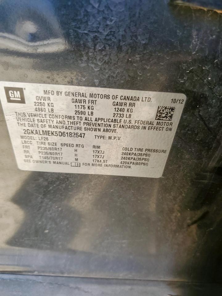 2013 GMC Terrain Sle VIN: 2GKALMEK5D6182647 Lot: 91617565