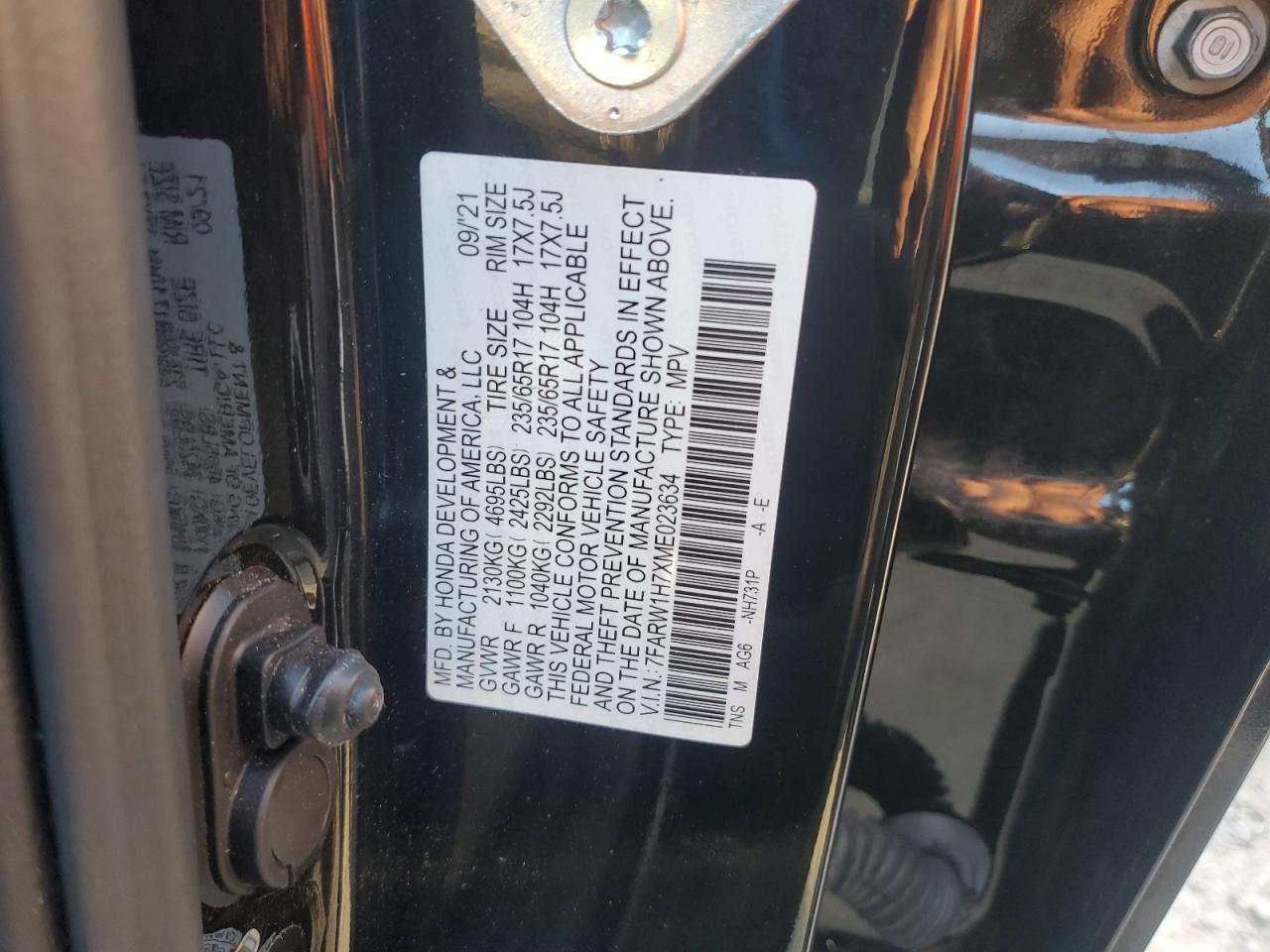 2021 Honda Cr-V Se VIN: 7FARW1H7XME023634 Lot: 91816715