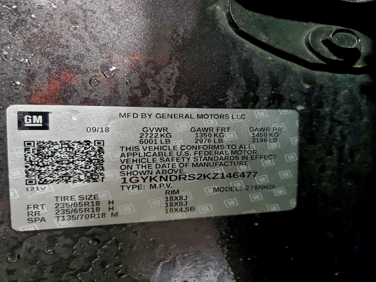 2019 Cadillac Xt5 Luxury VIN: 1GYKNDRS2KZ146477 Lot: 92814755