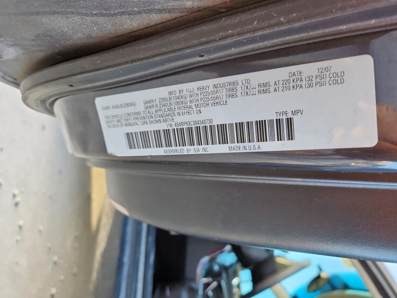 2008 Subaru Outback 2.5Xt Limited VIN: 4S4BP63C384348730 Lot: 91676765