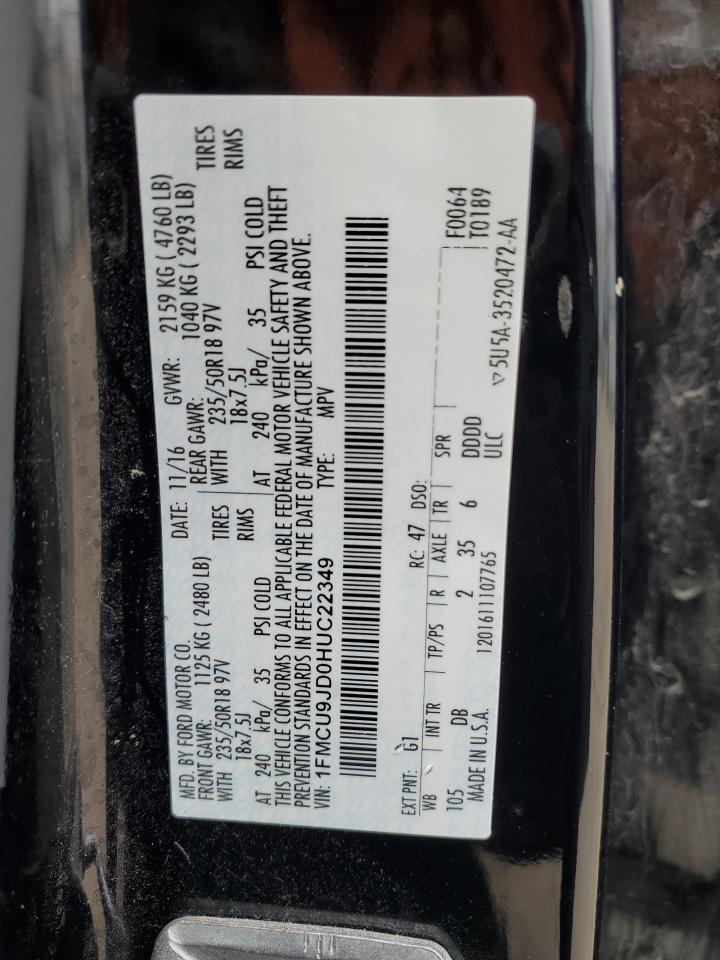 2017 Ford Escape Titanium VIN: 1FMCU9JD0HUC22349 Lot: 93882425