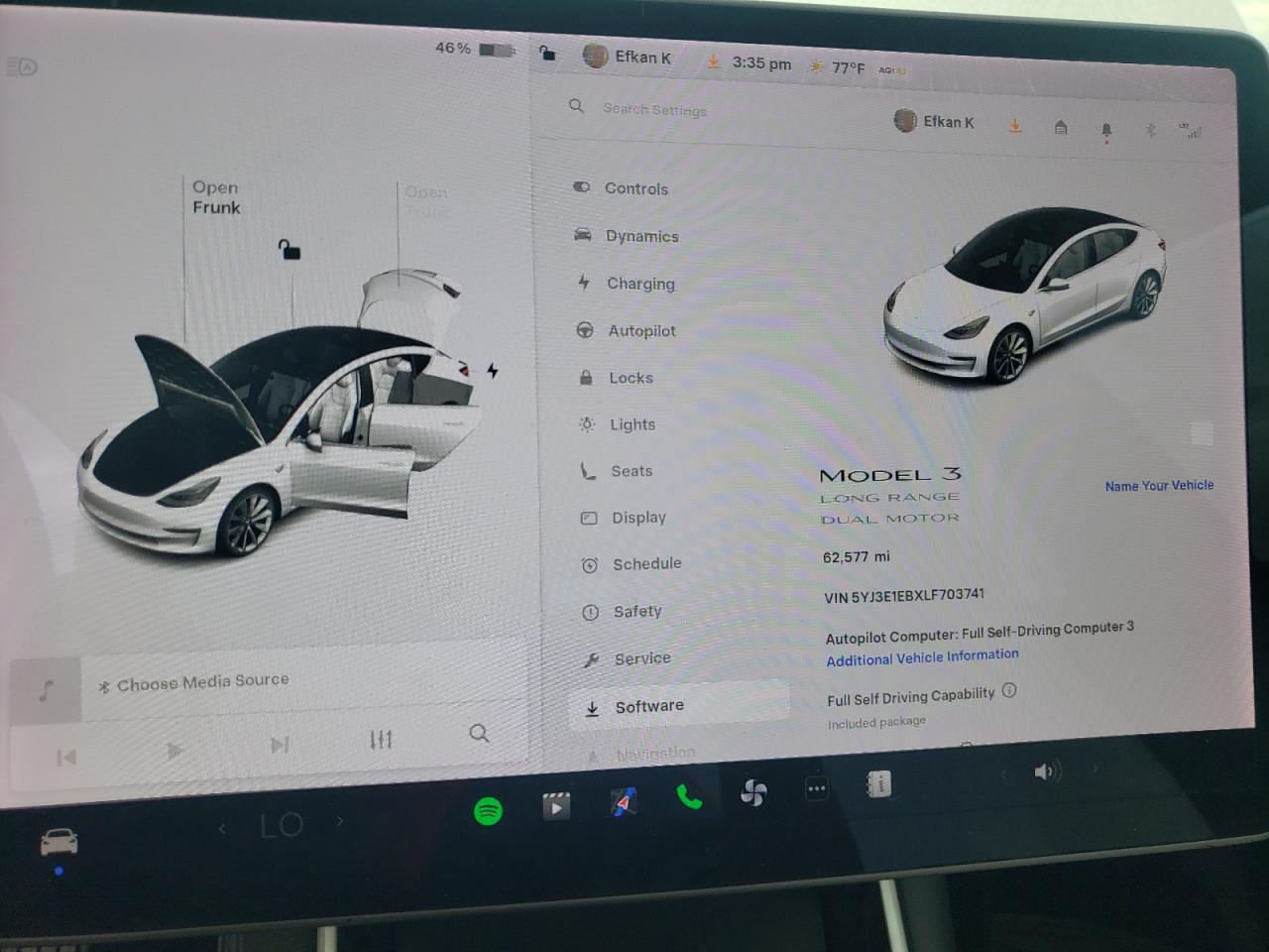 2020 Tesla Model 3 VIN: 5YJ3E1EBXLF703741 Lot: 92459625