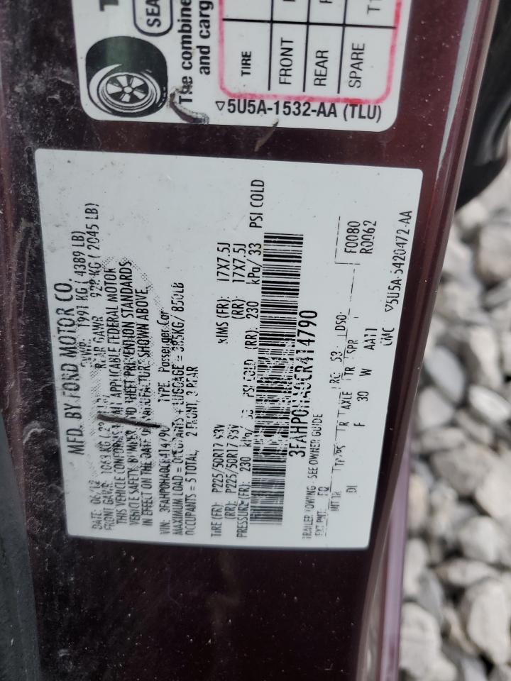 2012 Ford Fusion Se VIN: 3FAHP0HA0CR414790 Lot: 91906625