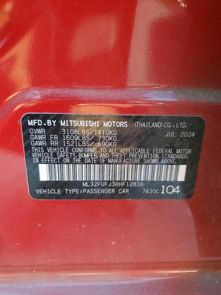 2024 Mitsubishi Mirage G4 Es VIN: ML32FUFJ3RHF12838 Lot: 92654955