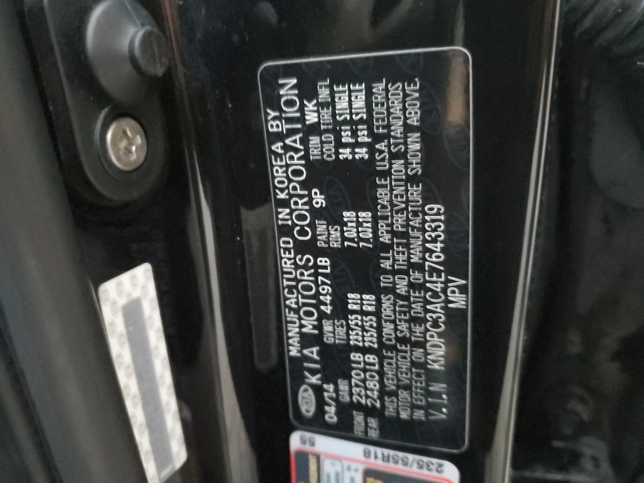 2014 Kia Sportage Ex VIN: KNDPC3AC4E7643319 Lot: 91418865