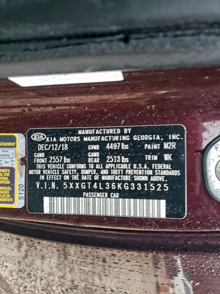 2019 Kia Optima Lx VIN: 5XXGT4L36KG331525 Lot: 94063685