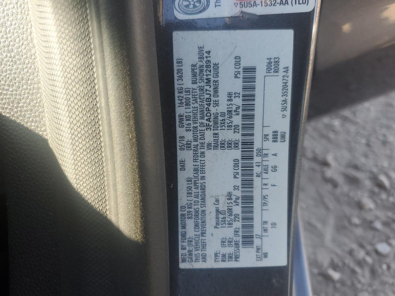 2018 Ford Fiesta Se VIN: 3FADP4BJ7JM128914 Lot: 91394725