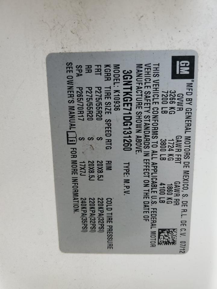 2013 Chevrolet Avalanche Ltz VIN: 3GNTKGE71DG131260 Lot: 93590635