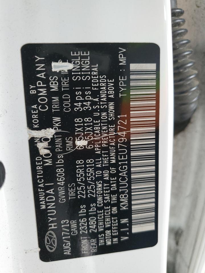 2014 Hyundai Tucson Gls VIN: KM8JUCAG1EU794721 Lot: 92358855