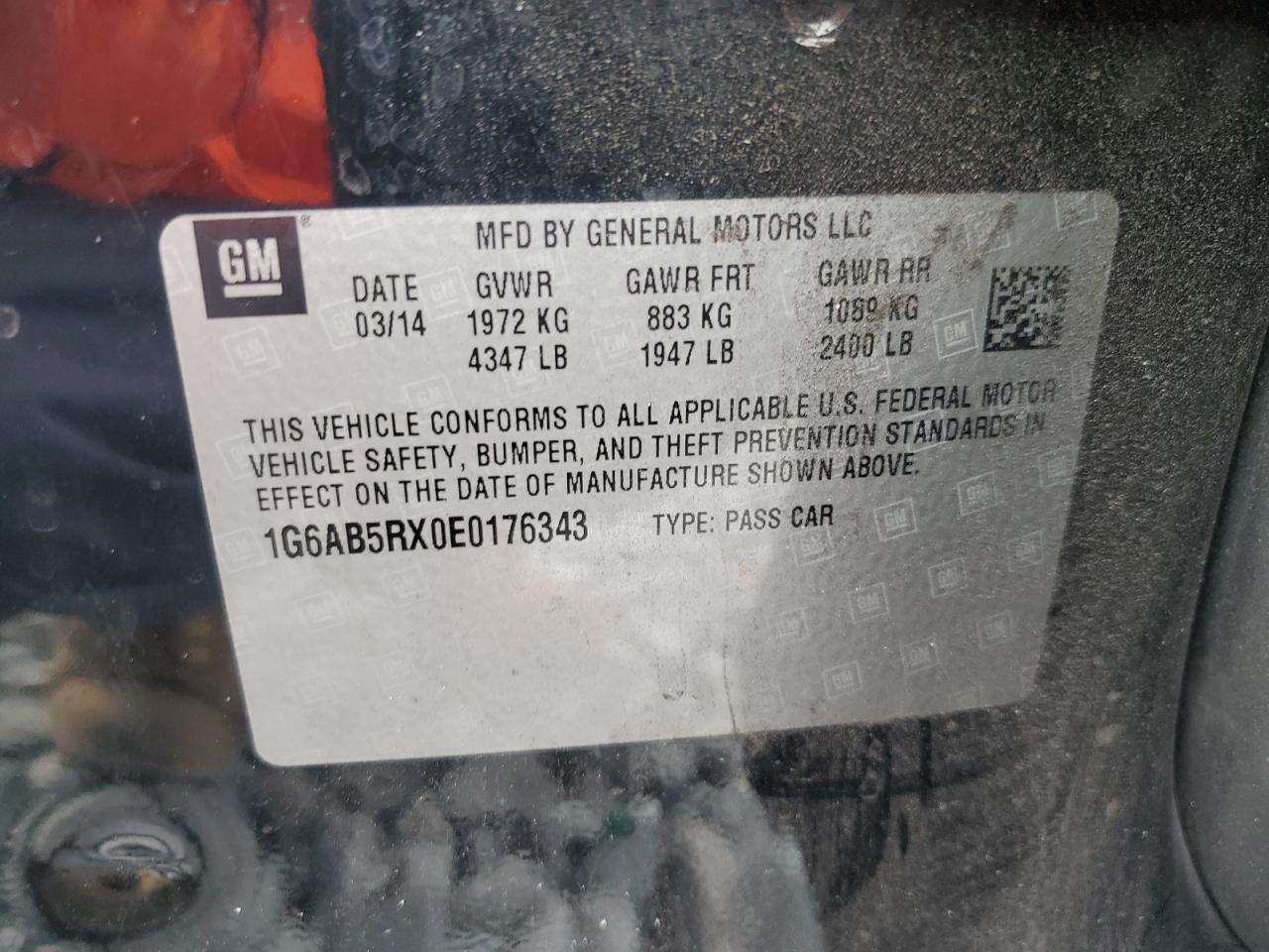 2014 Cadillac Ats Luxury VIN: 1G6AB5RX0E0176343 Lot: 91601565