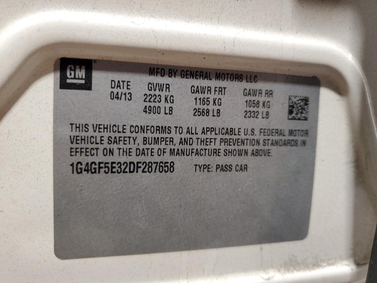 2013 Buick Lacrosse Premium VIN: 1G4GF5E32DF287658 Lot: 92534665