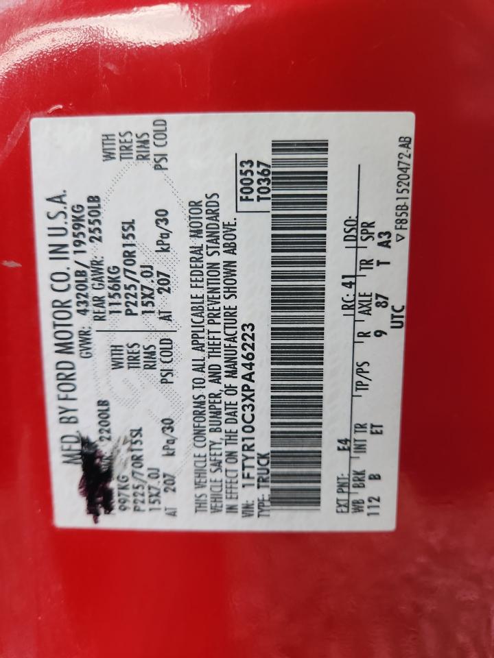 1999 Ford Ranger VIN: 1FTYR10C3XPA46223 Lot: 92291265