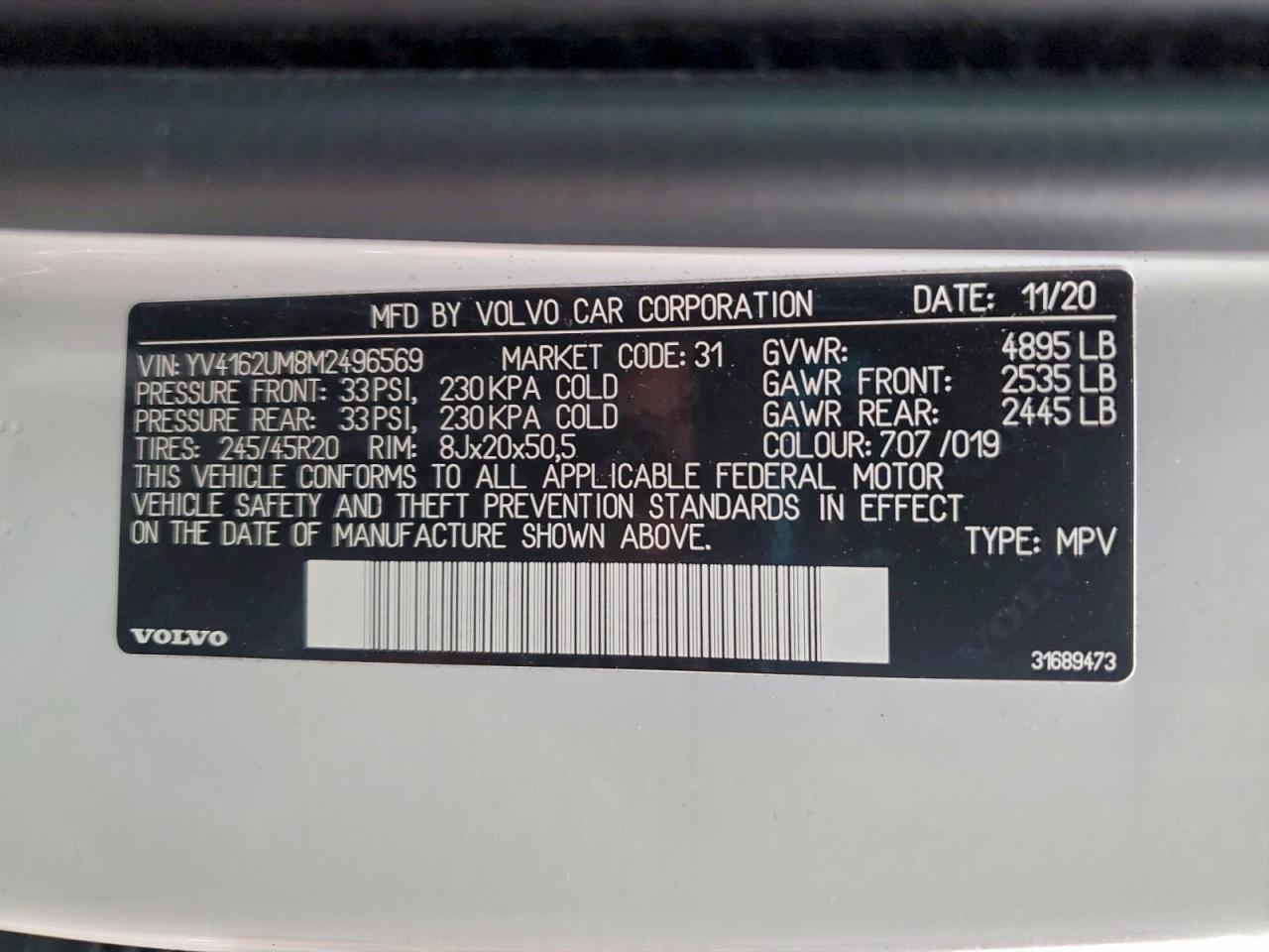 2021 Volvo Xc40 T5 R-Design VIN: YV4162UM8M2496569 Lot: 93894635