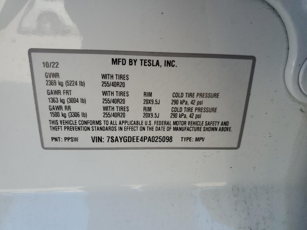 2023 Tesla Model Y VIN: 7SAYGDEE4PA025098 Lot: 90648895