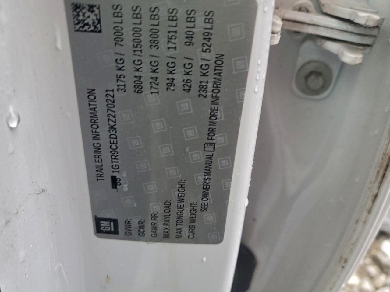 2019 GMC Sierra K1500 Elevation VIN: 1GTR9CED3KZ270221 Lot: 93290295