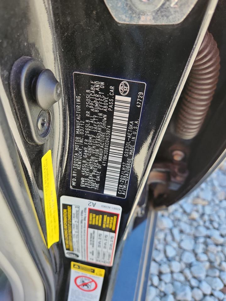 2012 Toyota Avalon Base VIN: 4T1BK3DBXCU453874 Lot: 93212955