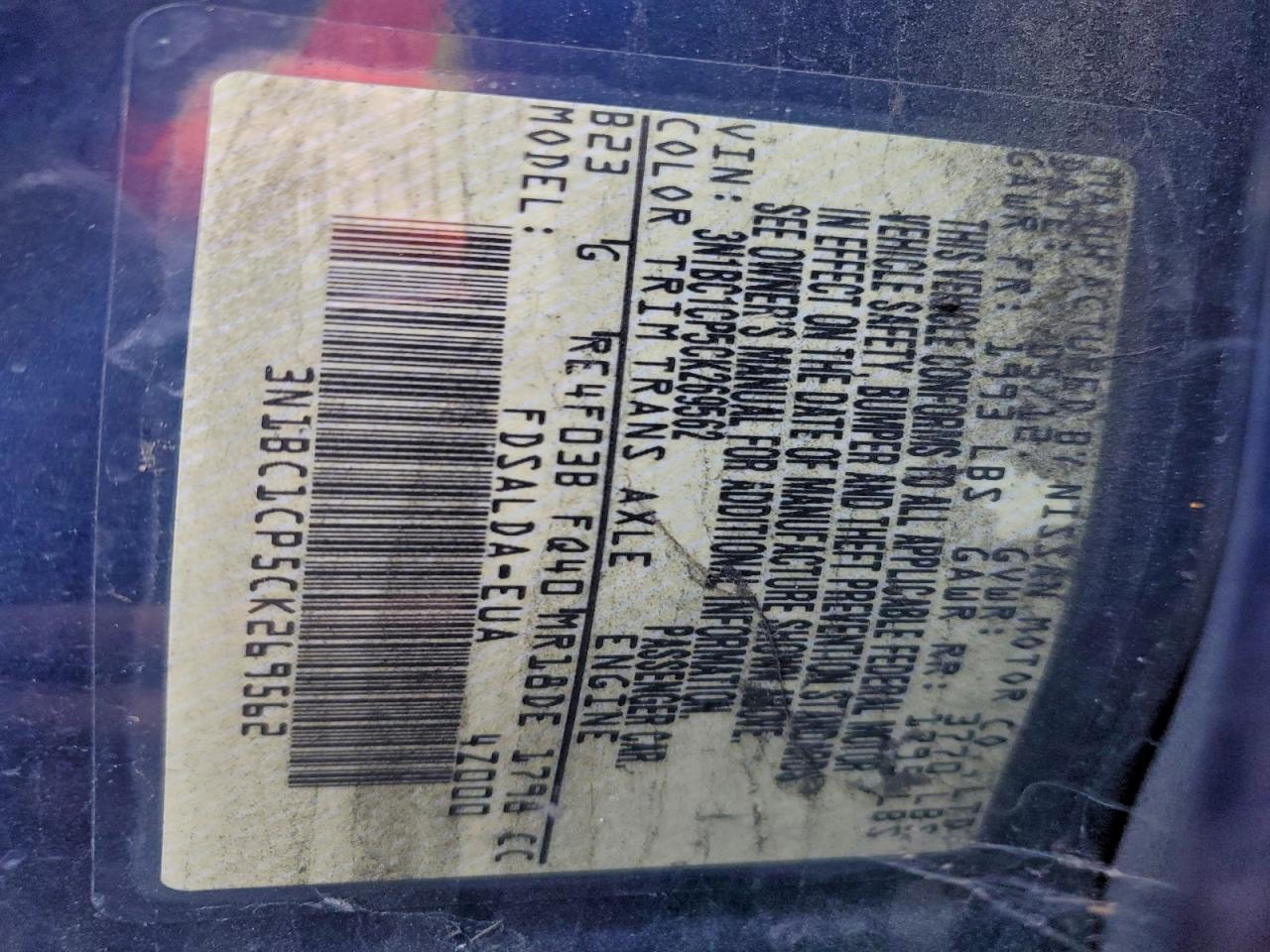 2012 Nissan Versa S VIN: 3N1BC1CP5CK269562 Lot: 94688715