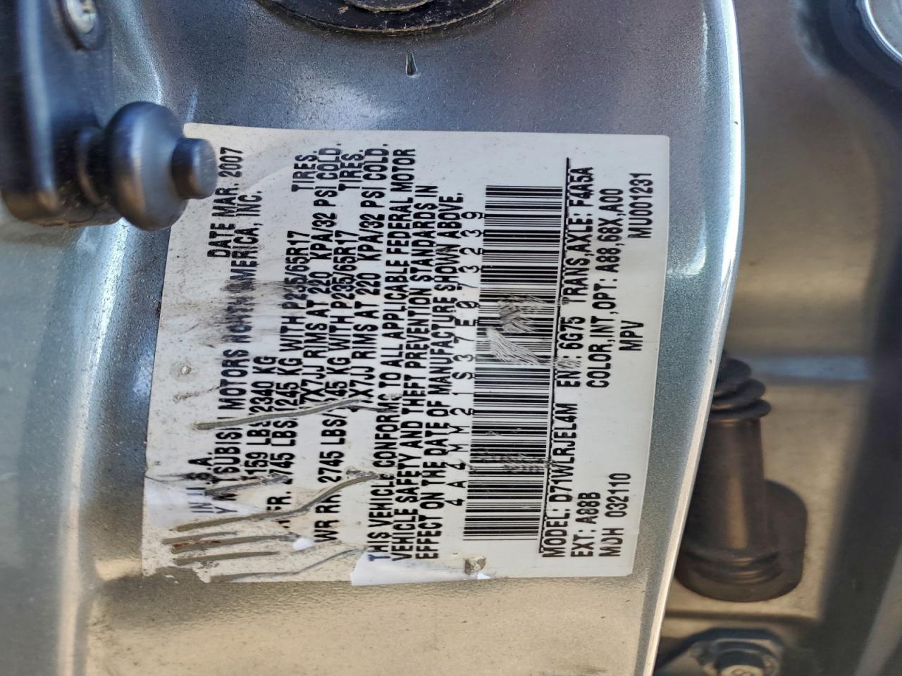 2007 Mitsubishi Endeavor Ls VIN: 4A4MM21S37E073239 Lot: 94080415