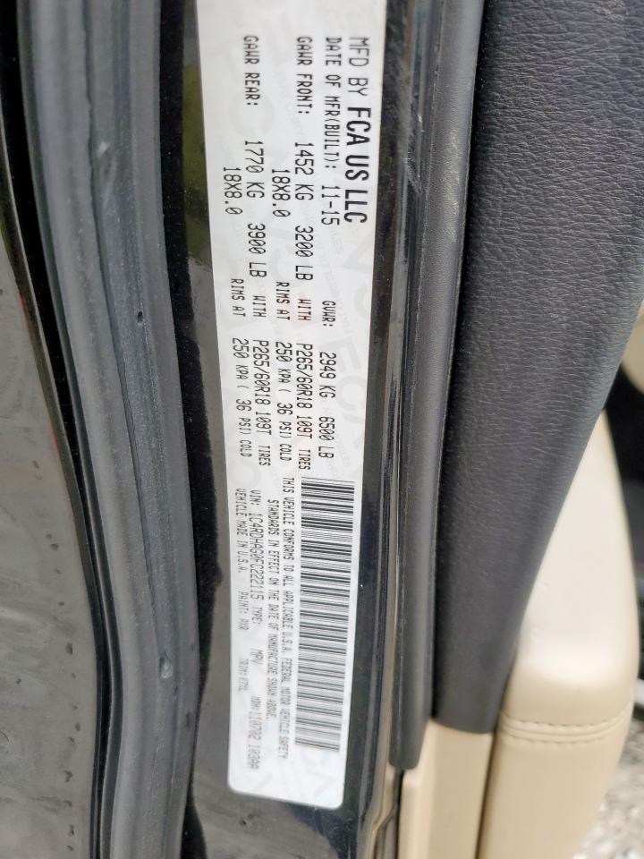 2015 Dodge Durango Sxt VIN: 1C4RDHAG0FC222115 Lot: 93314715