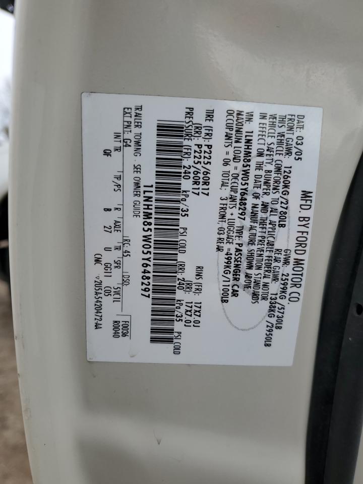 2005 Lincoln Town Car Signature Long Wheelbase VIN: 1LNHM85W05Y648297 Lot: 90908725