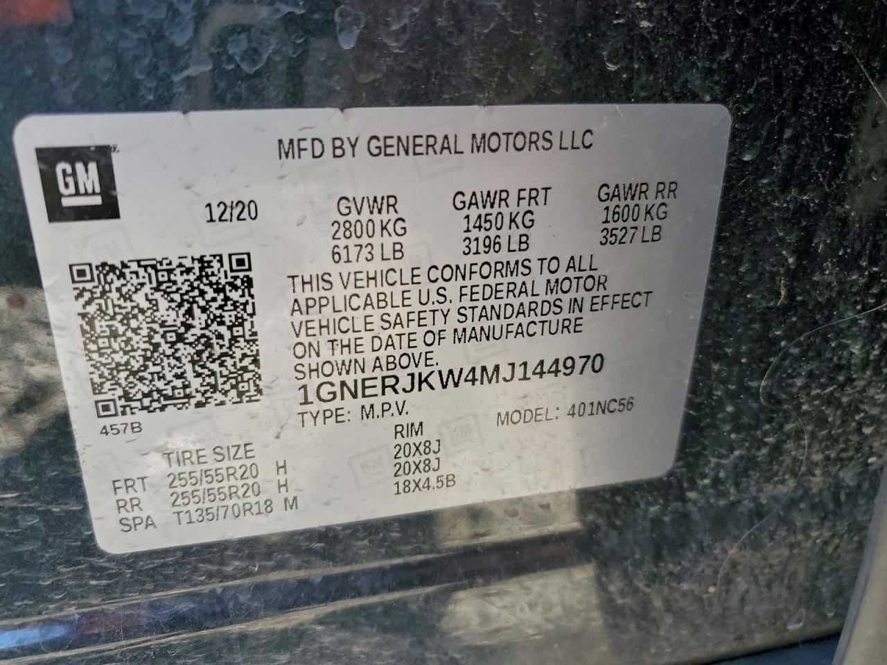 2021 Chevrolet Traverse Rs VIN: 1GNERJKW4MJ144970 Lot: 94549705